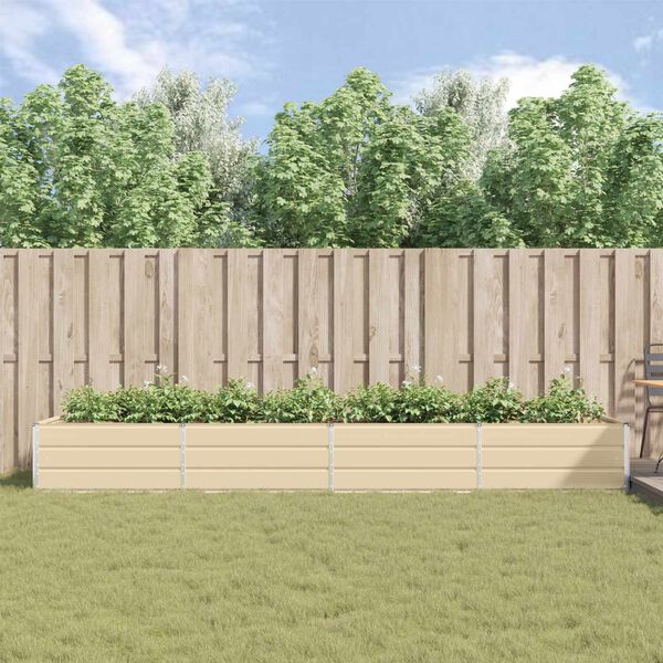 vidaXL Donica Kość słoniowa 385 x 100 x 45 cm Stal Galwanizowana