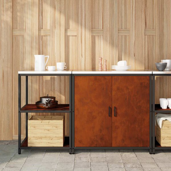 vidaXL Zestaw do przechowywania w kuchni z p&oacute;łką 2 pcs Rdzawy