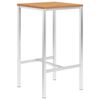 vidaXL Stolik barowy, 60x60x105 cm, drewno tekowe i stal nierdzewna