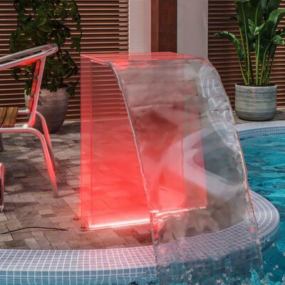 vidaXL Fontanna basenowa z LED RGB i przyłączami, akryl, 51 cm