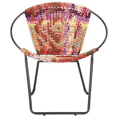 vidaXL Okrągłe krzesło, wielokolorowe, z tkaniny chindi