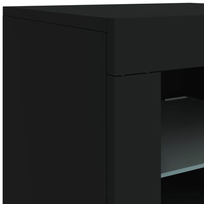 vidaXL Szafka z oświetleniem LED, czarna, 181,5x37x67 cm