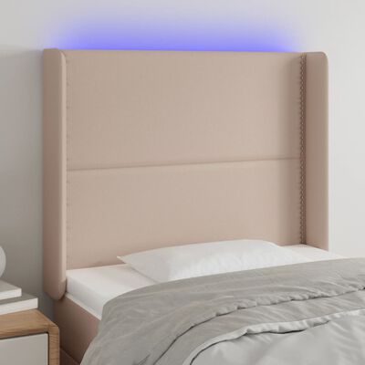 vidaXL Zagłówek do łóżka z LED, cappuccino, 103x16x118/128cm, ekoskóra
