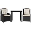 vidaXL 3-cz. zestaw mebli ogrodowych z poduszkami, czarny, rattan PE