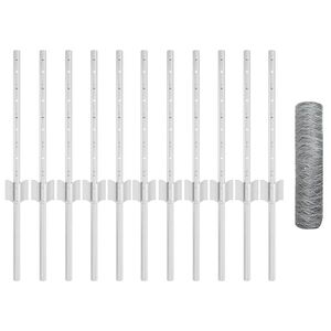 vidaXL Ogrodzenie z słupkiem Srebrny 0,4 x 25 m Stal