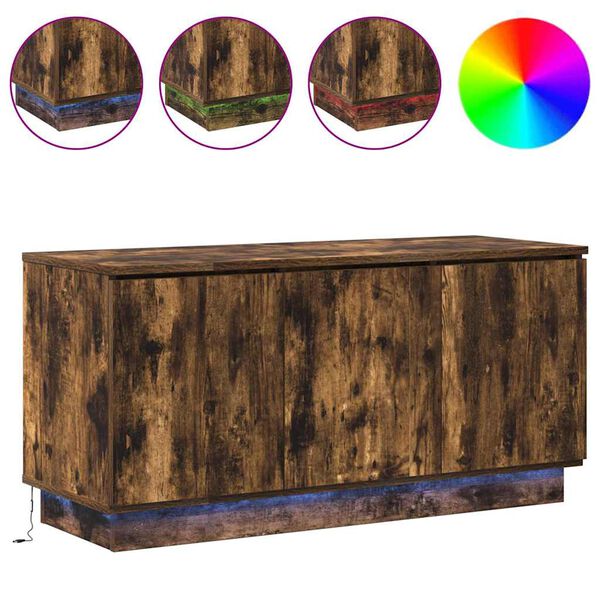 vidaXL Szafka pod telewizor Ze LED Lights Dąb wędzony 100 x 38 x 49 cm