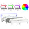 vidaXL Rama ł&oacute;żka z wezgłowiem i LED, biała, 150x200 cm
