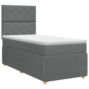 vidaXL Ł&oacute;żko kontynentalne z materacem ciemnoszary 80 x 200 cm tkanina