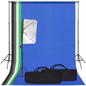 vidaXL Zestaw studyjny z lampą softbox i tłem