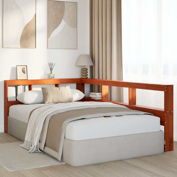 vidaXL Regał na książki z zagł&oacute;wkiem, woskowy brąz, 120 cm, sosnowe