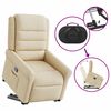 vidaXL Podnoszony fotel rozkładany, kremowy, obity tkaniną