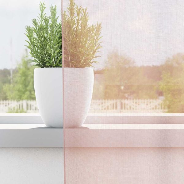 vidaXL Zasłony woalowe z kieszeniami na drążek 2 szt. Jasnor&oacute;żowe