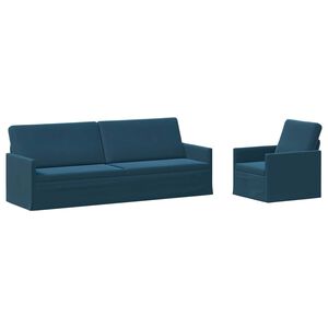 vidaXL Zestaw Sof 2 pcs niebieski Welur