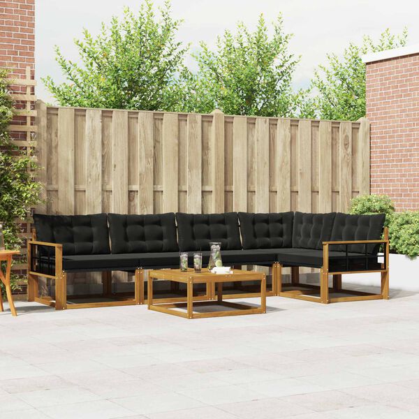 vidaXL Zestaw sof na zewnątrz z poduszką 6 pcs Naturalny i czarny