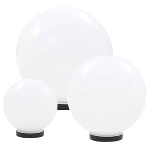 vidaXL Lampy zewnętrzne LED, 3 szt., kule 20/30/40 cm, PMMA