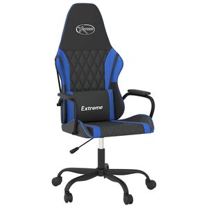 vidaXL Masujący fotel gamingowy, czarno-niebieski, sztuczna sk&oacute;ra