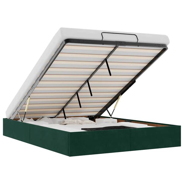 vidaXL Rama ł&oacute;żka otomana bez materacem, zielona, 140x200 cm, aksamit