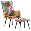 vidaXL Fotel z podn&oacute;żkiem, kolorowy, pł&oacute;tno patchworkowe