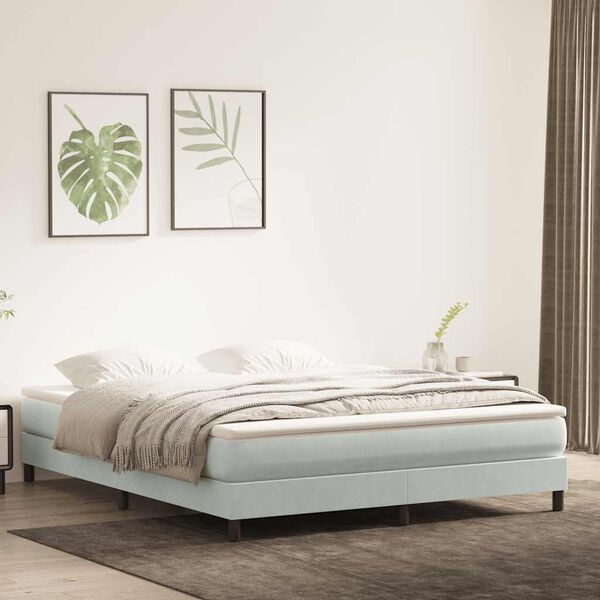vidaXL Ł&oacute;żko typu Box Spring bez materaca Jasnoszary 180x210cm Aksamit