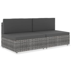vidaXL Sofa modułowa 2-osobowa, rattan PE, szara