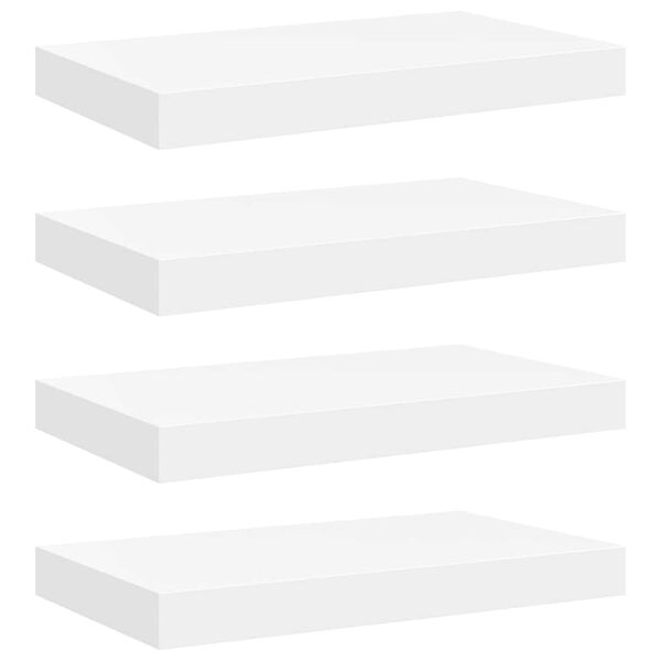 vidaXL P&oacute;łki ścienne, 4 szt., białe, 40x23x3,8 cm, MDF