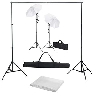 vidaXL Fotograficzny zestaw studyjny z tłem, lampami i parasolkami