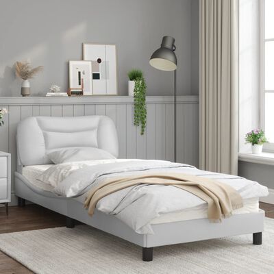 vidaXL Rama łóżka z LED, biała, 90x190 cm, sztuczna skóra