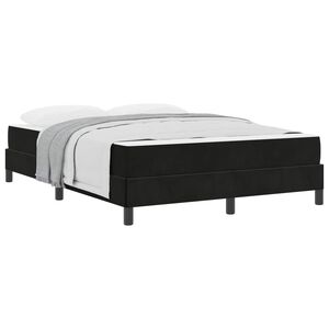 vidaXL Ł&oacute;żko sprężynowe z materacem Czarny 140 x 190 cm tkanina