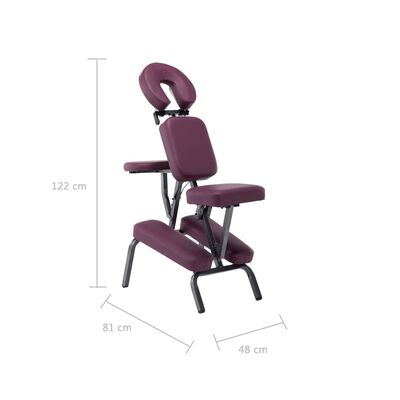 vidaXL Fotel do masażu, sztuczna skóra, burgundowy, 122x81x48 cm