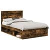 vidaXL Ramka ł&oacute;żka Gładki Dąb wędzony 135 x 190 cm Lite drewno sosnowe
