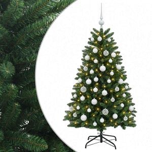 vidaXL Sztuczna choinka, średniozielona, z bombkami 150 cm 150 LED