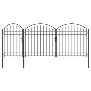 vidaXL Brama ogrodowa z łukowym szczytem ASSEN 400 x 100 cm Stal Szary