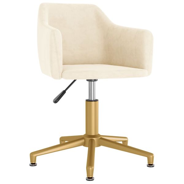 vidaXL Obrotowe krzesło stołowe, kremowe, obite aksamitem