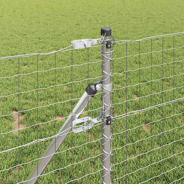 vidaXL Ogrodzenie z słupkiem Srebrny 0,8 x 25 m Stal i PVC