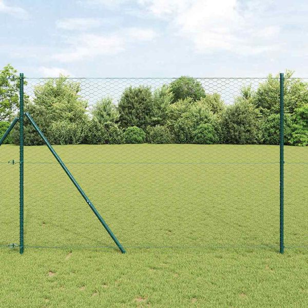 vidaXL Słupek ogrodzeniowy. Szary 50 x 1,5 m (siatka 36 mm) Stal i PVC