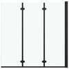 vidaXL Składany parawan nawannowy, 3 panele, ESG, 130x138 cm, czarny