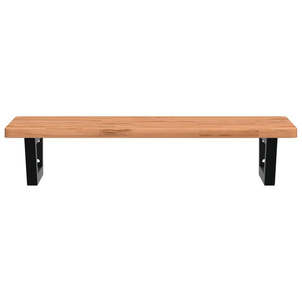 vidaXL P&oacute;łka ścienna pod umywalkę, stal i lite drewno bukowe