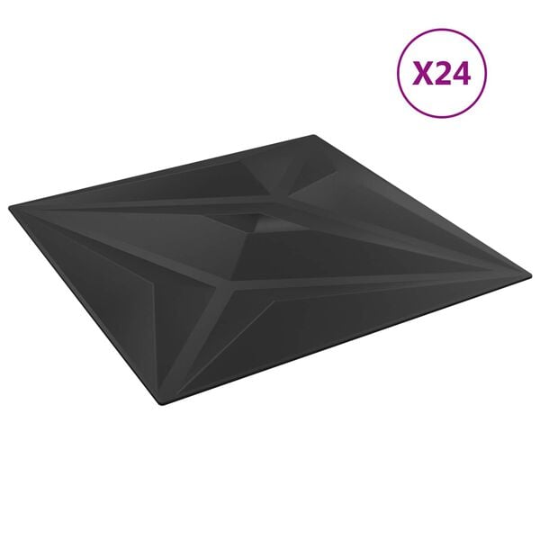 vidaXL Panele ścienne 24 pcs Czarna gwiazda 50 x 50 cm Pianka XPS