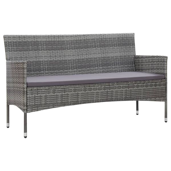 vidaXL 3-osobowa sofa ogrodowa z poduszkami, polirattan, szara