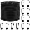 vidaXL Liny bungee z hakami 100 mm Czarny PP i guma