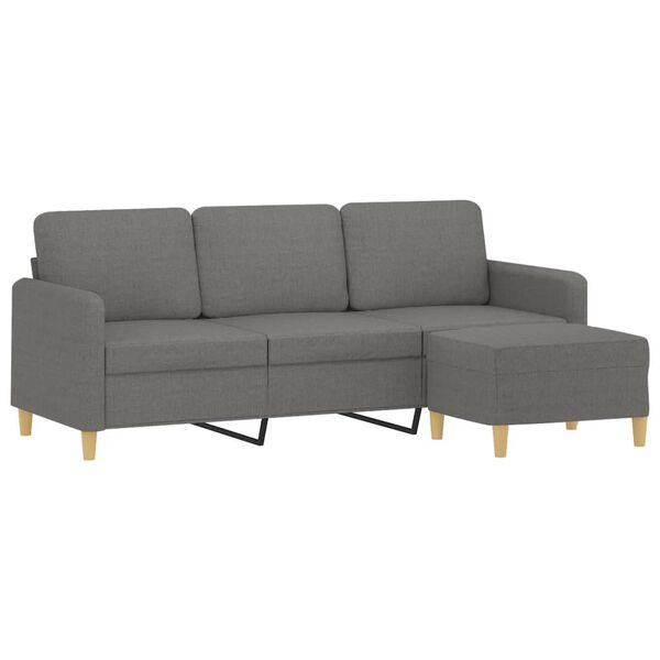 vidaXL 3-osobowa sofa z podn&oacute;żkiem, ciemnoszary, 180 cm, tkaniną