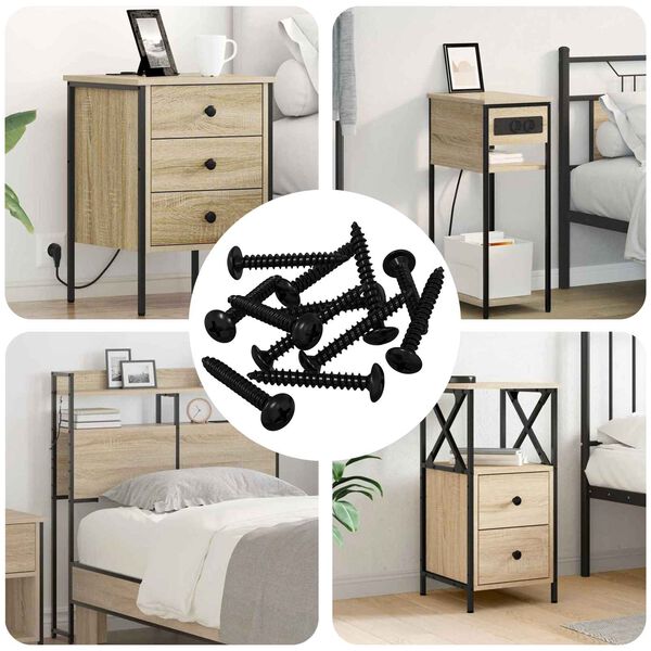 vidaXL Gwoźdź do gwintowania 12 pcs Czarny M4 x 28 mm Stal