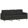 vidaXL 3-osobowa sofa z podnóżkiem, czarna, 180 cm, tkaniną