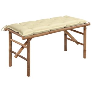 vidaXL Składana ławka ogrodowa z poduszką, 118 cm, bambusowa