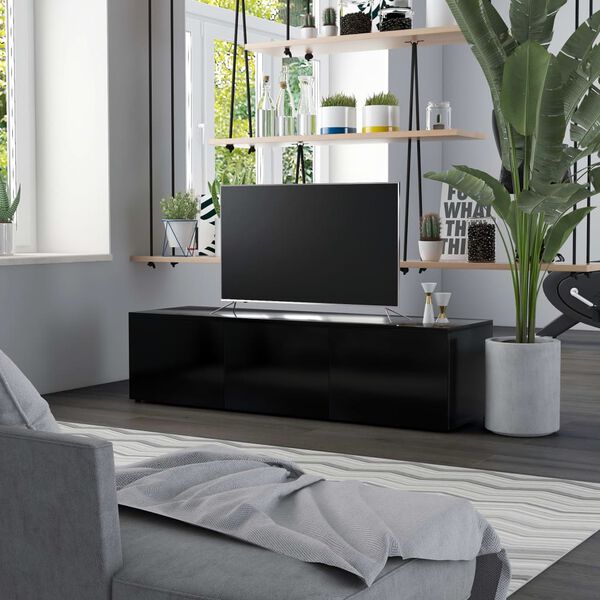 vidaXL Szafka pod TV, czarna, 120x34x30 cm, materiał drewnopochodny
