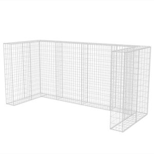 vidaXL Gabion osłonowy na 3 kosze na śmieci, stalowy, 250x100x120 cm