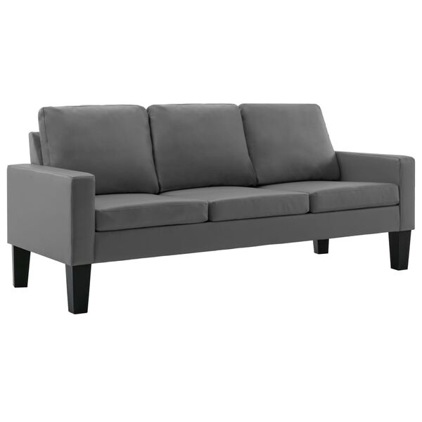 vidaXL 3-osobowa sofa, szara, sztuczna skóra