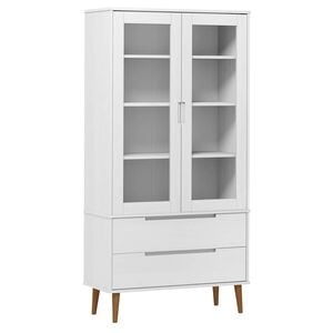 vidaXL Witryna z szufladami MOLDE, biała, 90x35x175 cm, lita sosna