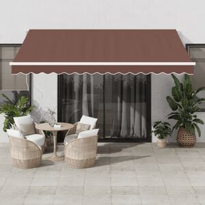 vidaXL Automatycznie zwijana markiza z LED, brązowa, 400x350 cm