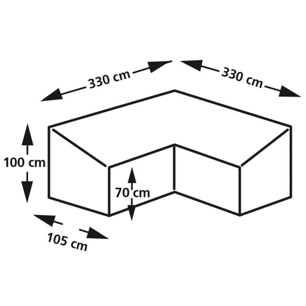 Eurotrail Pokrowiec na ławkę ogrodową w kształcie L, 330x330x100/70 cm